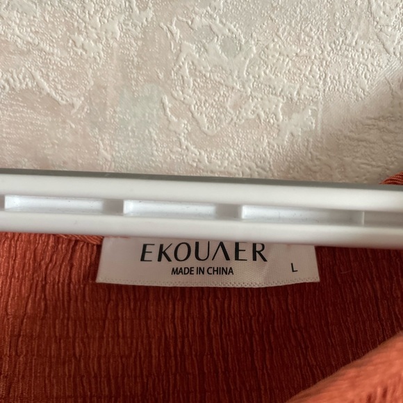 Ekouaer women’s large long sleeve orange top - Picture 3 of 5